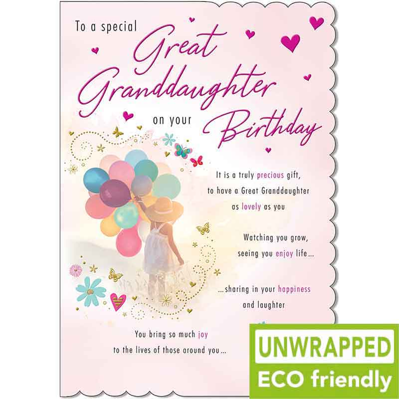 C75 GIRL & BALLOONS GREAT GRANDDAUGHTER BIRTHDAY WITH LOVE 6S