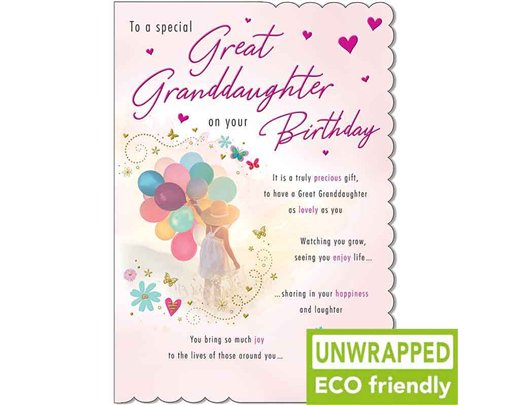 C75 GIRL & BALLOONS GREAT GRANDDAUGHTER BIRTHDAY WITH LOVE 6S