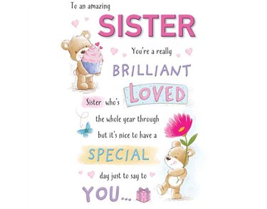 C75 BEAR WITH CUPCAKE SISTER BIRTHDAY HAPPY HUGS 6S