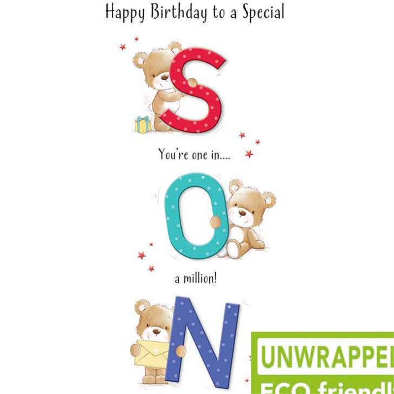C75 BEARS BEHIND TEXT SON BIRTHDAY HAPPY HUGS 6S