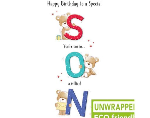 C75 BEARS BEHIND TEXT SON BIRTHDAY HAPPY HUGS 6S