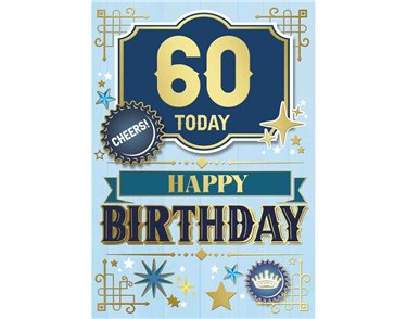 C50 TRAD MALE 60TH BIRTHDAY SILVERLINE 12S