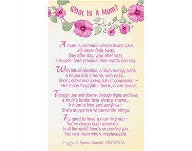 C25 WHAT IS A MUM KEEPSAKE CARD 6S