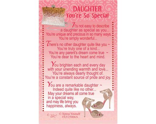 C25 DAUGHTER YOU'RE SO SPECIAL KEEPSAKE CARD 6S