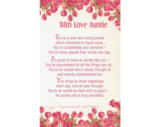 C25 WITH LOVE AUNTIE KEEPSAKE CARD 6S