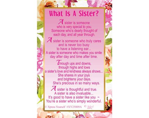 C25 WHAT IS A SISTER? KEEPSAKE CARD 6S