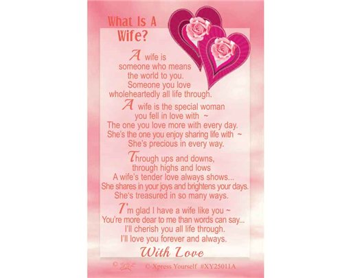 C25 WHAT IS A WIFE? KEEPSAKE CARD 6S