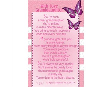 C25 WITH LOVE GRANDDAUGHTER KEEPSAKE CARD 6S