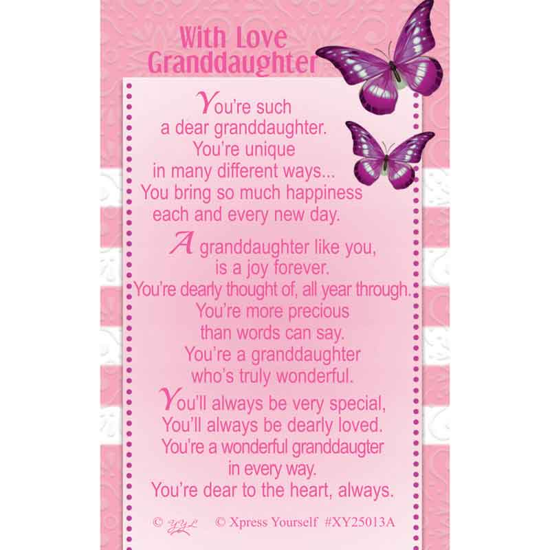 C25 WITH LOVE GRANDDAUGHTER KEEPSAKE CARD 6S