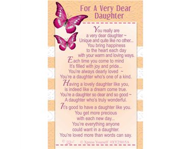 C25 VERY DEAR DAUGHTER KEEPSAKE CARD 6S