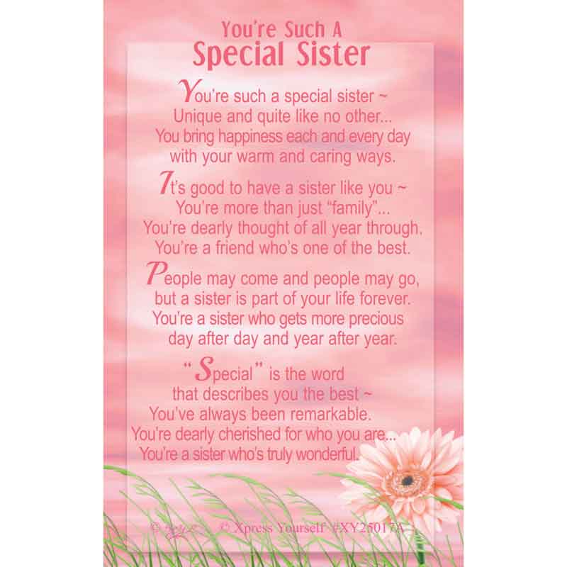 C25 SPECIAL SISTER KEEPSAKE CARD 6S