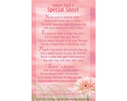 C25 SPECIAL SISTER KEEPSAKE CARD 6S