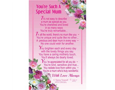 C25 SPECIAL MUM KEEPSAKE CARD 6S