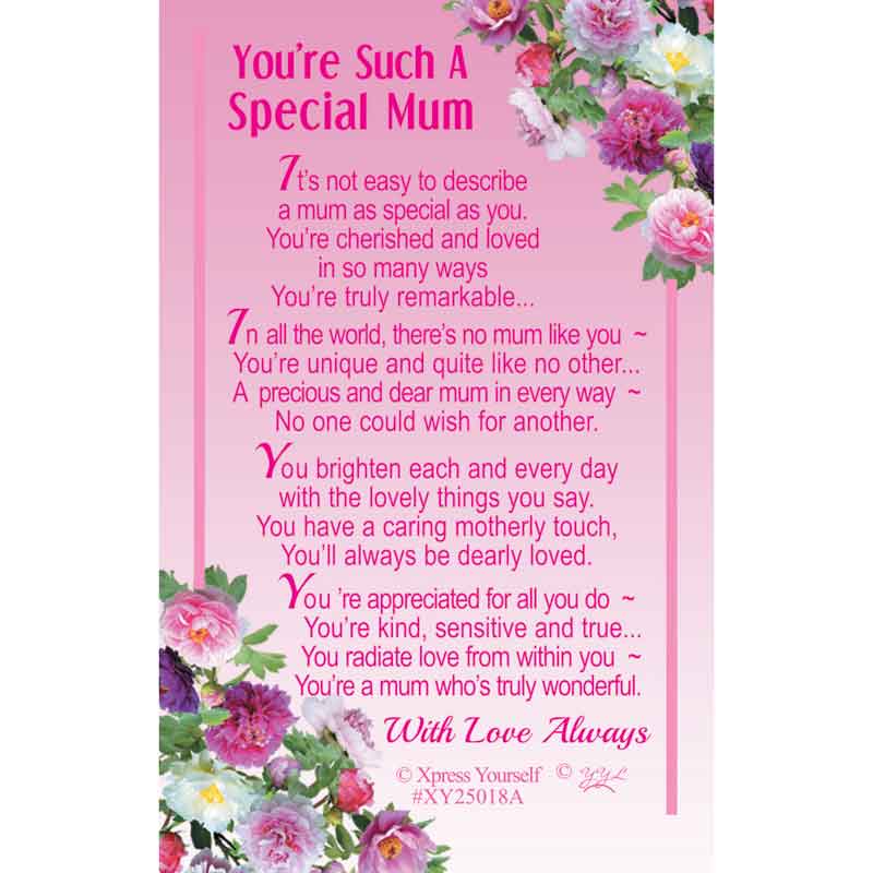 C25 SPECIAL MUM KEEPSAKE CARD 6S