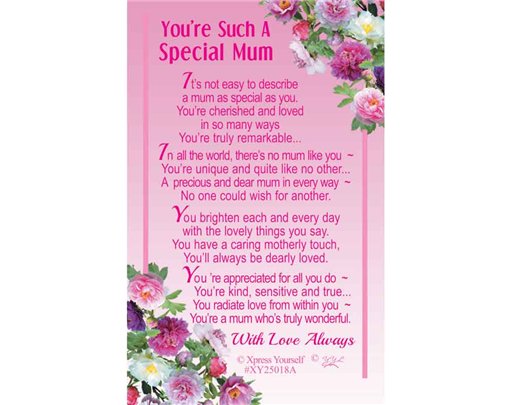 C25 SPECIAL MUM KEEPSAKE CARD 6S