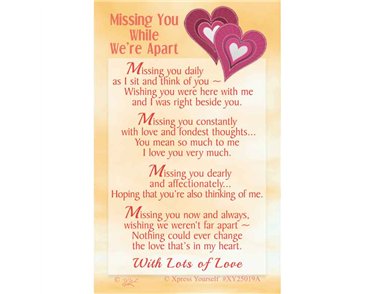 C25 MISSING YOU WHILE WE'RE APART KEEPSAKE CARD 6S