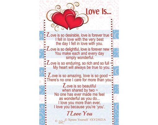C25 "LOVE IS" KEEPSAKE CARD 6S