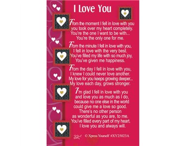 C25 I LOVE YOU KEEPSAKE CARD 6S