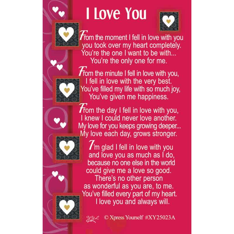 C25 I LOVE YOU KEEPSAKE CARD 6S