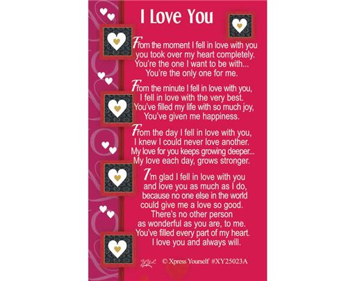 C25 I LOVE YOU KEEPSAKE CARD 6S