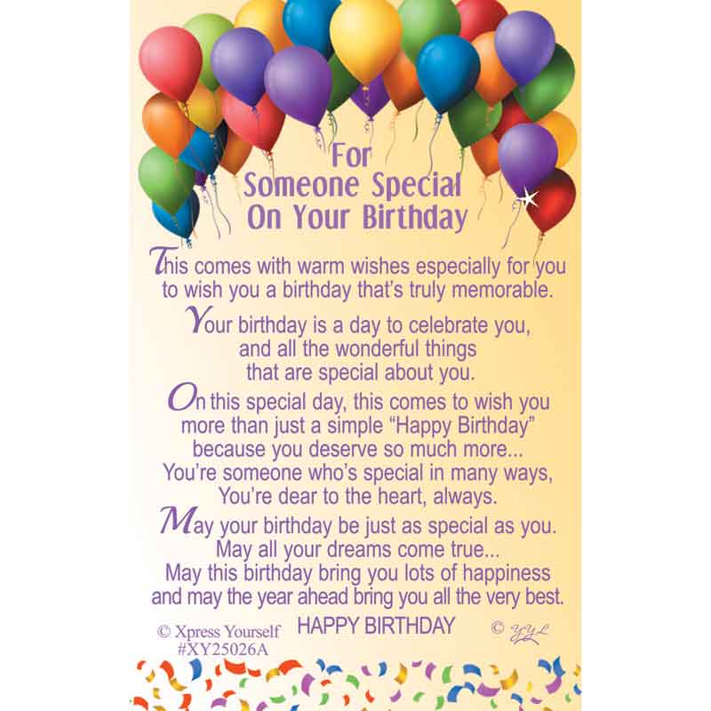C25 SOMEONE SPECIAL ON YOUR BIRTHDAY KEEPSAKE CARD 6S