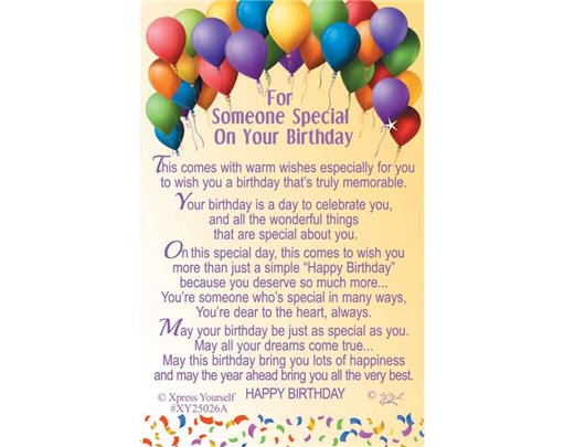 C25 SOMEONE SPECIAL ON YOUR BIRTHDAY KEEPSAKE CARD 6S