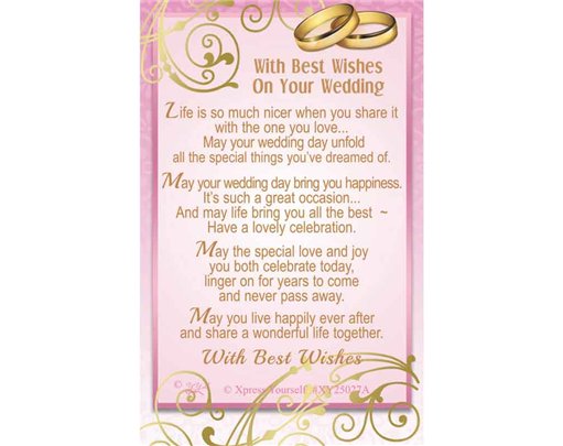 C25 BEST WISHES ON YOUR WEDDING DAY KEEPSAKE CARD 6S