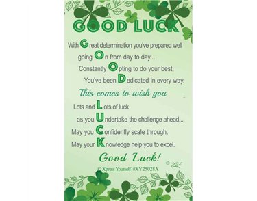 C25 GOOD LUCK KEEPSAKE CARD 6S