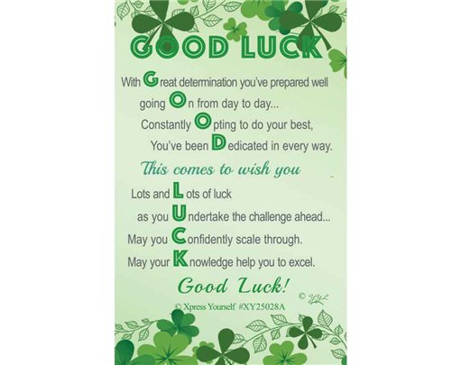 C25 GOOD LUCK KEEPSAKE CARD 6S
