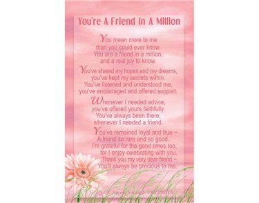 C25 YOU'RE A FRIEND IN A MILLION KEEPSAKE CARD 6S