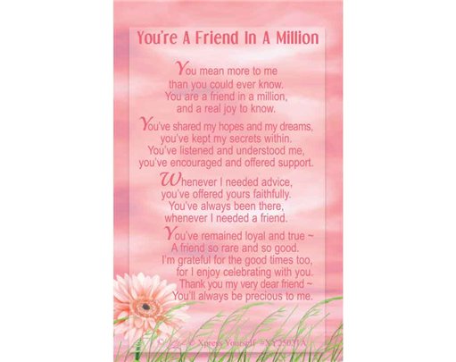 C25 YOU'RE A FRIEND IN A MILLION KEEPSAKE CARD 6S