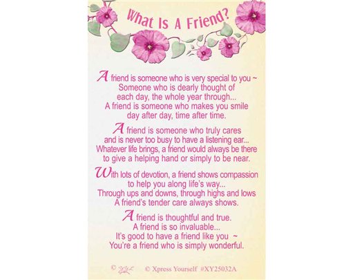 C25 WHAT IS A FRIEND KEEPSAKE CARD 6S