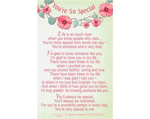 C25 YOU'RE SO SPECIAL KEEPSAKE CARD 6S