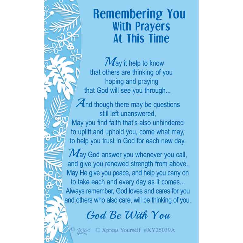 C25 REMEMBERING YOU WITH PRAYERS KEEPSAKE CARD 6S