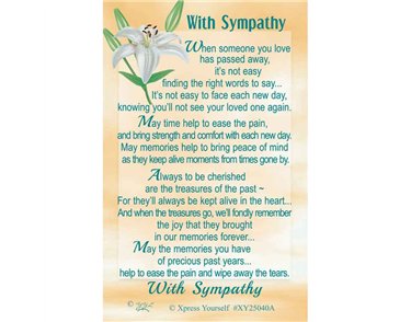 C25 WITH SYMPATHY KEEPSAKE CARD 6S