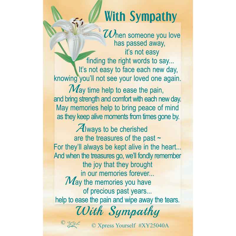 C25 WITH SYMPATHY KEEPSAKE CARD 6S