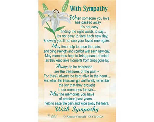 C25 WITH SYMPATHY KEEPSAKE CARD 6S