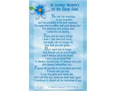 C25 IN LOVING MEMORY OF MY DEAR DAD KEEPSAKE CARD 6S