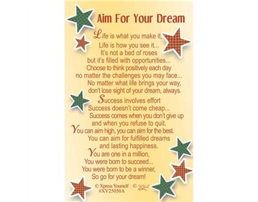 C25 AIM FOR YOUR DREAM KEEPSAKE CARD 6S