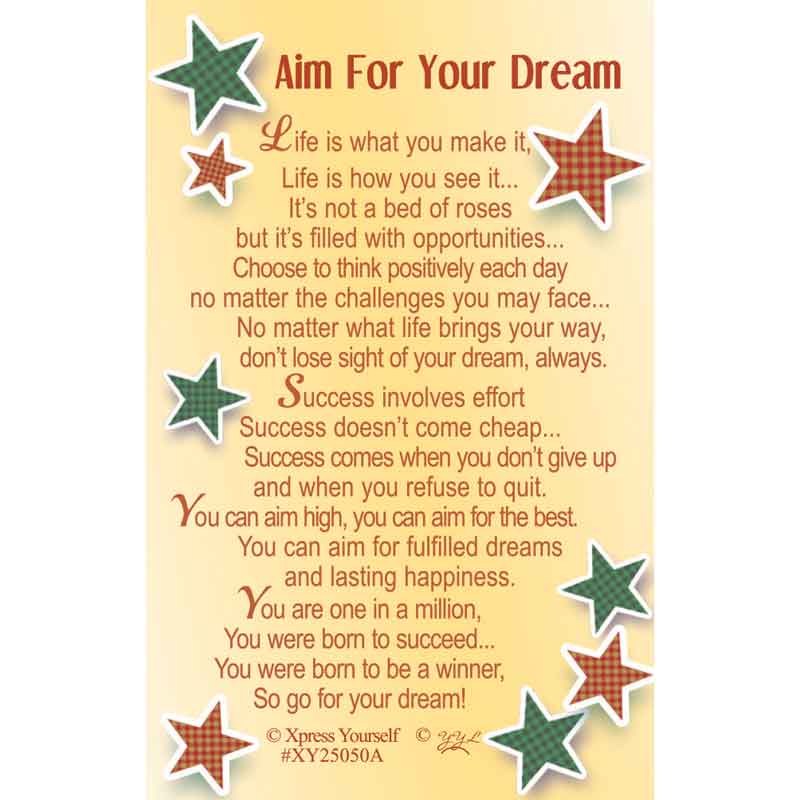C25 AIM FOR YOUR DREAM KEEPSAKE CARD 6S
