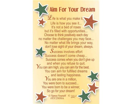 C25 AIM FOR YOUR DREAM KEEPSAKE CARD 6S