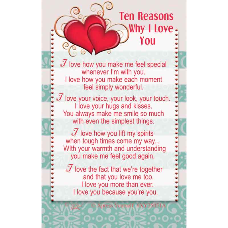 C25 10 REASONS WHY I LOVE YOU KEEPSAKE CARD 6S