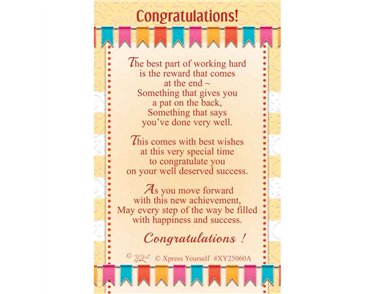 C25 CONGRATULATIONS KEEPSAKE CARD 6S
