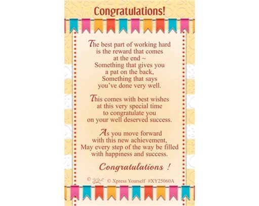 C25 CONGRATULATIONS KEEPSAKE CARD 6S