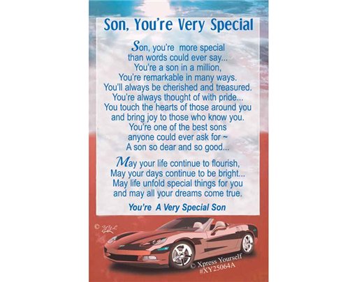 C25 SON YOU'RE VERY SPECIAL KEEPSAKE CARD 6S