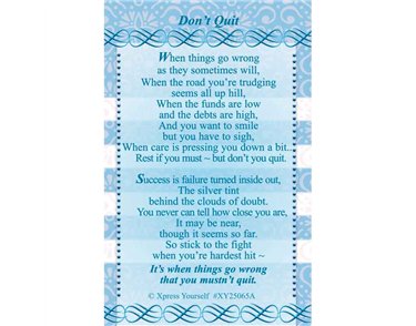 C25 DON'T QUIT KEEPSAKE CARD 6S