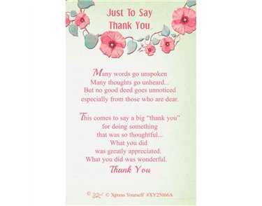 C25 JUST TO SAY THANK YOU KEEPSAKE CARD 6S
