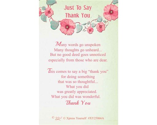 C25 JUST TO SAY THANK YOU KEEPSAKE CARD 6S