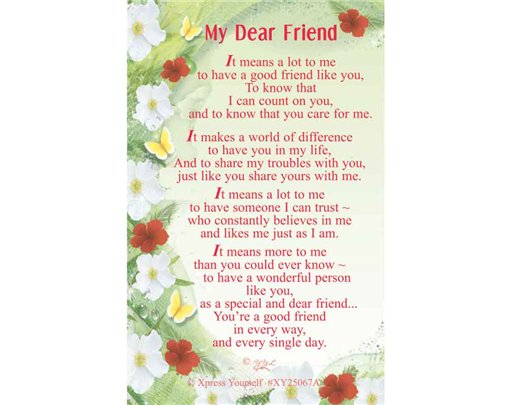 C25 MY DEAR FRIEND KEEPSAKE CARD 6S