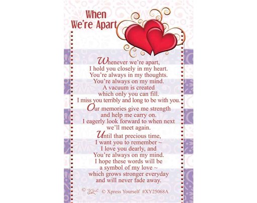 C25 WHEN WE'RE APART KEEPSAKE CARD 6S
